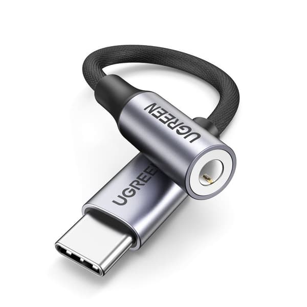 USB-C til 3,5 mm mini-jack hovedtelefonadapter 10 cm - sort