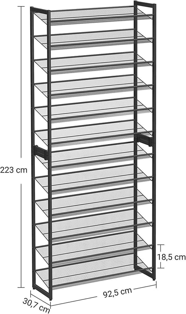 Sort modulært skoskab 223 cm