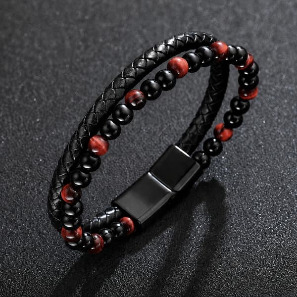 Herrflätat armband elegant tigeröga pärlarmband