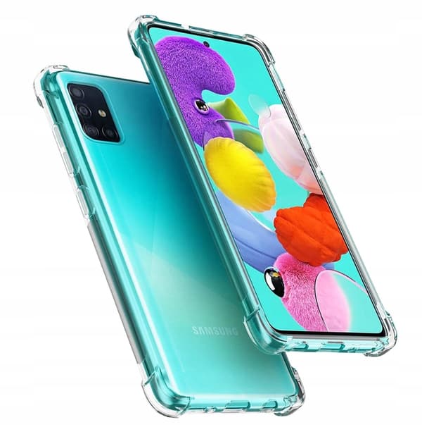 ETUI til Samsung Galaxy A71 STØDMIDDELBART ARMOR TRANSPARENT ETUI + 9H GLAS