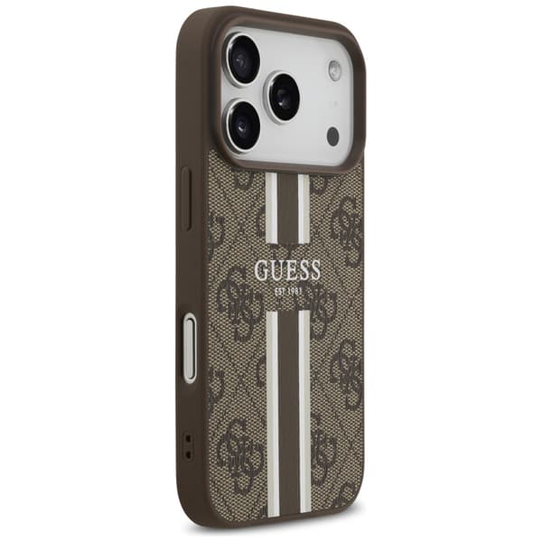 Guess 4G Printed Stripes MagSafe-etui til iPhone 17 Pro brunt