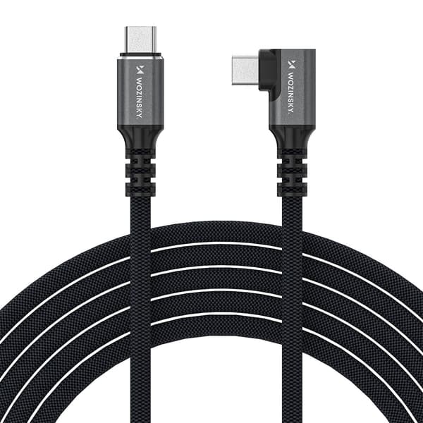 Thunderbolt 4 USB-C 240W 4K 1m kulmakaapeli - musta