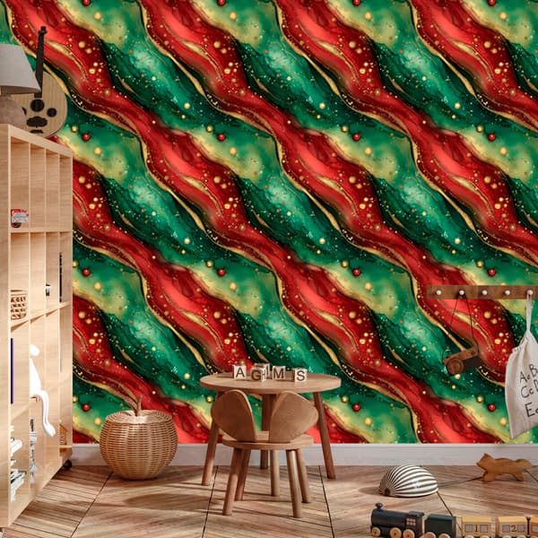 Mustetapetti Punainen, vihreä ja pullonvihreä 50x1000 cm