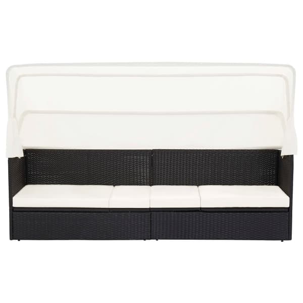 vidaXL havesofa med baldakin, sort, polyrattan