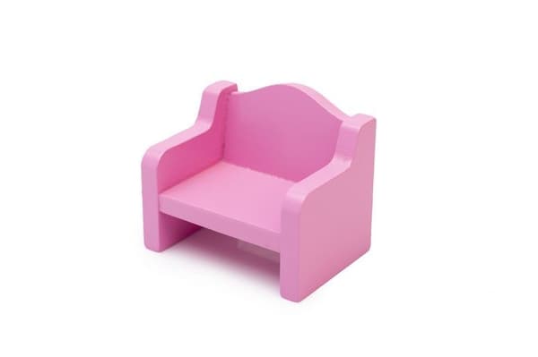 Trämöbelset till dockskåp, rosa