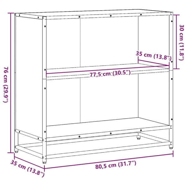 vidaXL bogreol, sort, 80,5x35x76 cm