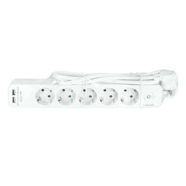 5-vejs strømskinne, 5x CEE 7/3 + 2xUSB-A med afbryder, 1,5 m