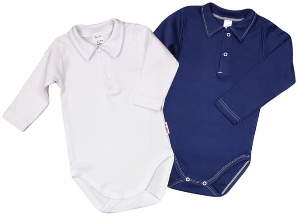 Bodysuit Polokrage 2PAK Vit Marinblå Storlek 80
