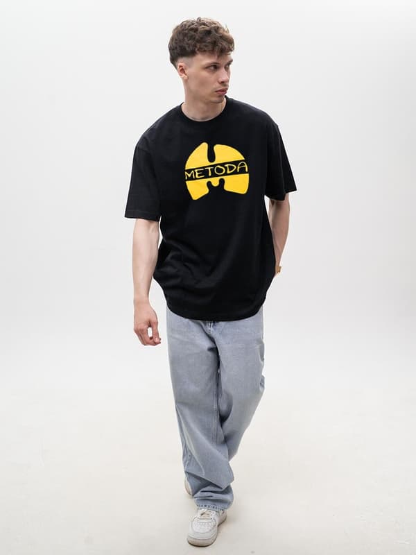 Method Sport Squad musta lyhythihainen ylisuuri T-paita M