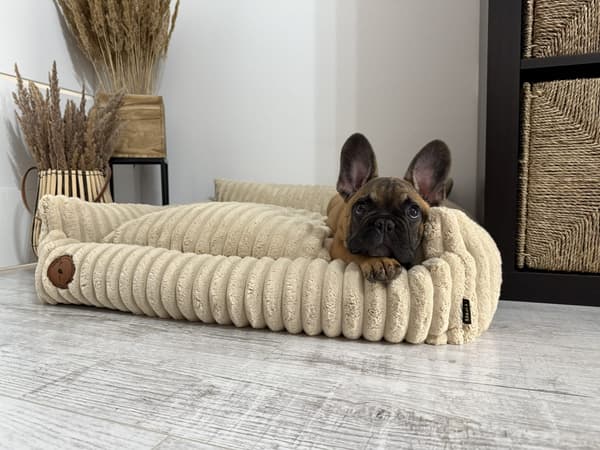Blød seng beige stribet M - 80 cm x 70 cm