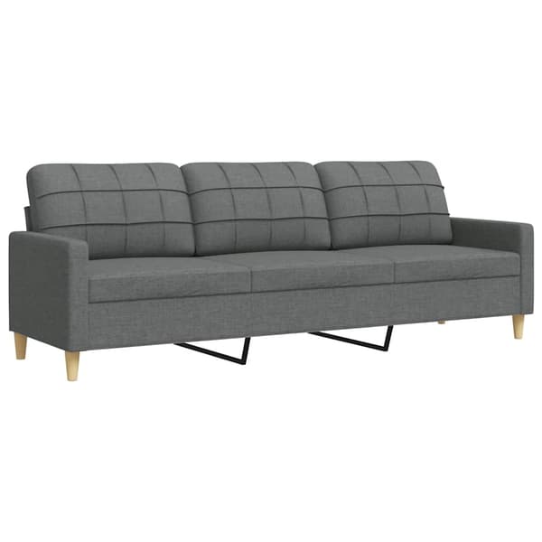 vidaXL 3-sitssoffa mörkgrå 210 cm tygklädsel