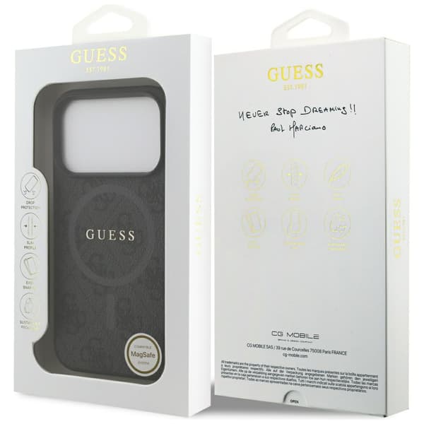 Guess 4G Ring Classic Logo MagSafe-etui til iPhone 17 Pro, sort