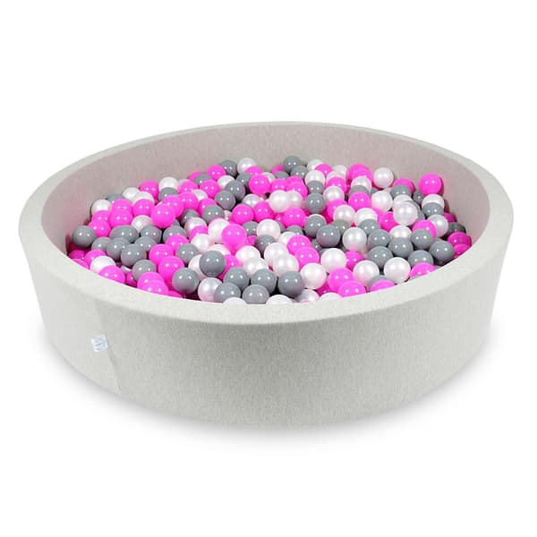 Tør pool 130x30cm lysegrå med 600 bolde: pink, perlemor, grå
