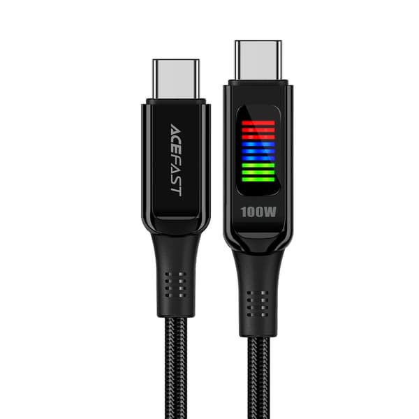 USB-C - USB-C 100W kabel med display 1,2m sort