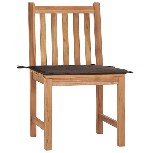 vidaXL Trädgårdsstolar med dynor, set om 2, massiv teak