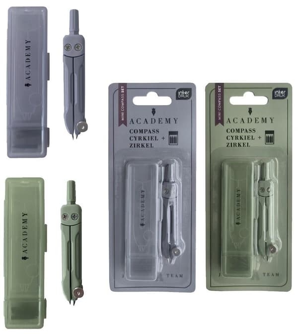 Minikompas med stylus i Academy mix-etui