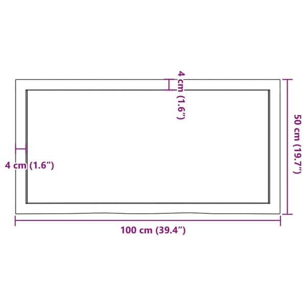 vidaXL hylde mørkebrun 100x50x(2-4) cm egetræsfinish