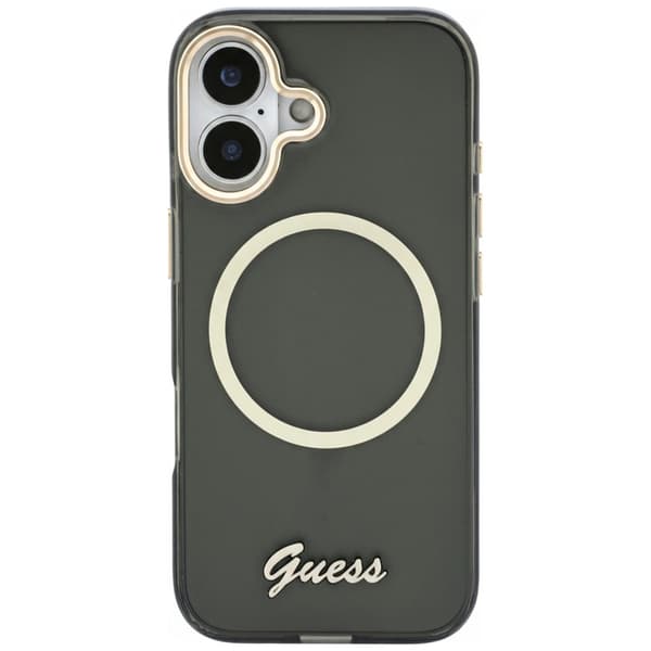 Guess IML Script Metal MagSafe-etui til iPhone 17, sort