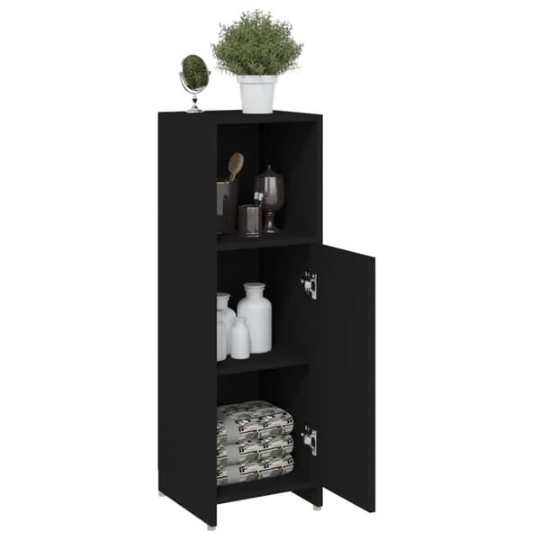 vidaXL badeværelsesskab sort 30x30x95 cm spånplade