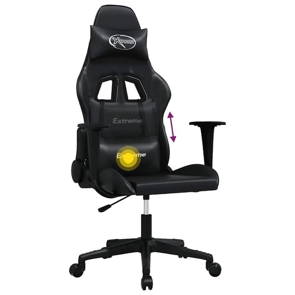 vidaXL massage-gamingstol, sort, kunstlæder
