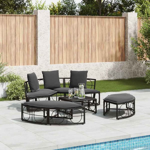vidaXL udendørs dagseng uden baldakin sort polyrattan