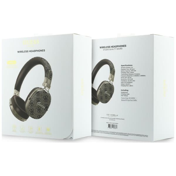 Guess Bluetooth ENC Metal 4G Script Logo Ruskeat Korvanapit Kuulokkeet