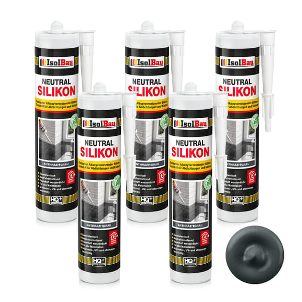 IsolBau Neutral Silikon Antracit Neutralkisel 5 x 300ml