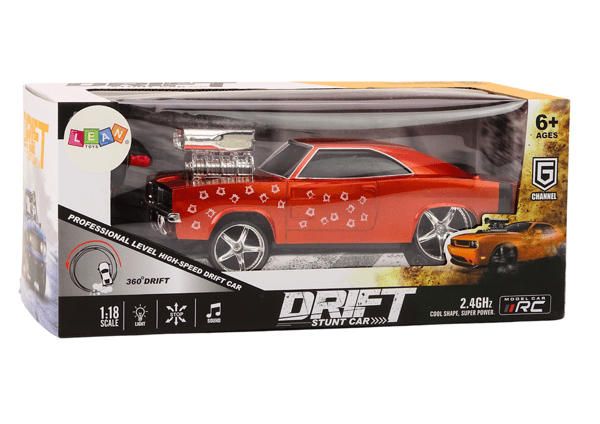 Fjernstyret bil 1:18 Drift 360 lys lyder rød