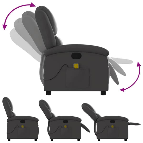 vidaXL lænestol med massagefunktion, grå, ægte læder