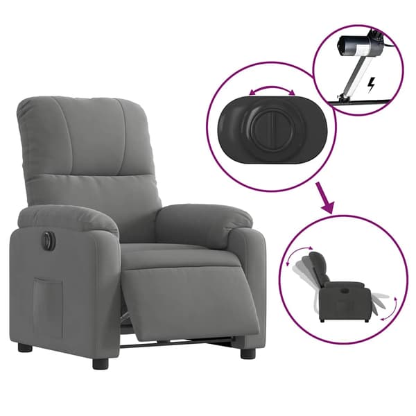 vidaXL Lyft- och fällfåtölj, mörkgrå, mikrofiber