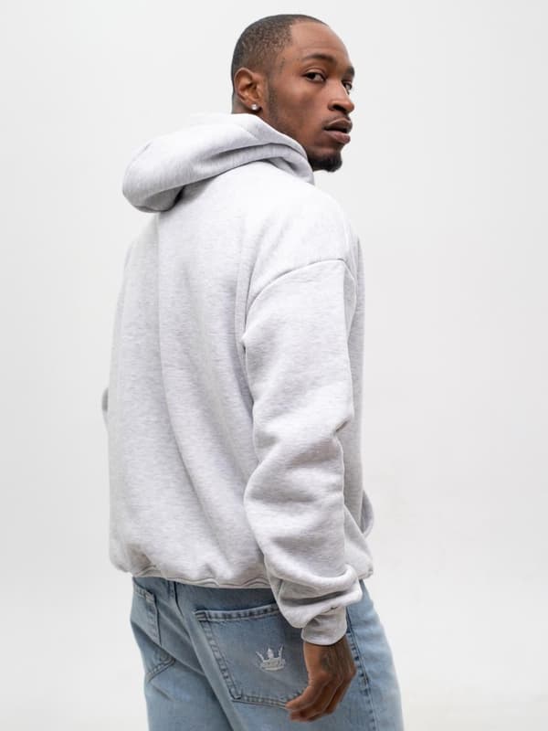 Jigga Wear Crown Herre Oversized Hættetrøje Grå/Sort XL