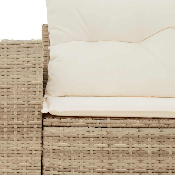 vidaXL Trädgårdssoffa med kuddar, 2-sits, beige, polyrotting