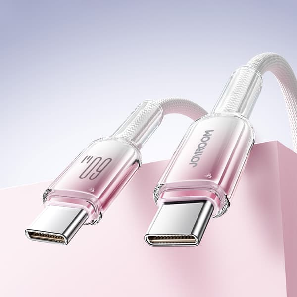 Crystal-Clear-serien 60W USB-C - USB-C 1,2m kabel - Vit