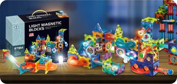Magnetiska lysande konstruktionsklossar för barn, 75 st