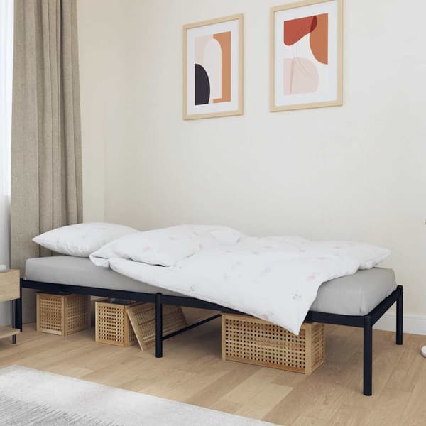 vidaXL metalsengestel sort 90x190 cm