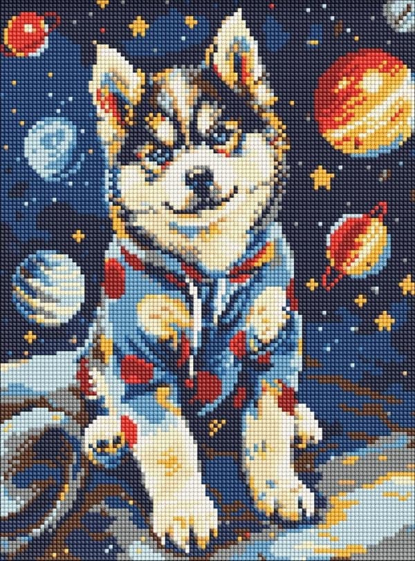 Diamantmosaik - Rumhusky 30x40cm