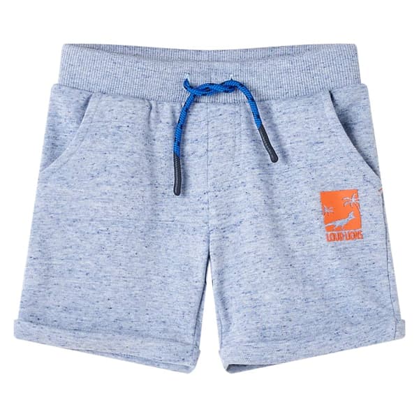 Børneshorts med snøre, blå melange, 116