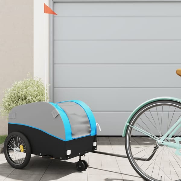 vidaXL cykelanhænger, sort og blå, 30 kg, jern