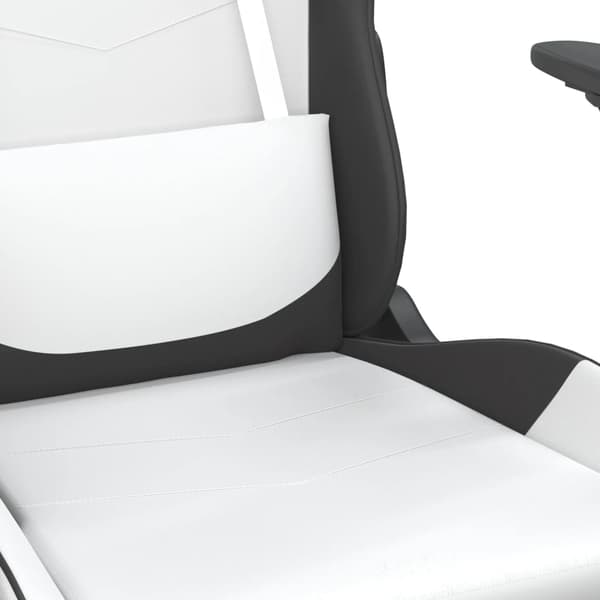 vidaXL massage-gamingstol, sort og hvid, kunstlæder