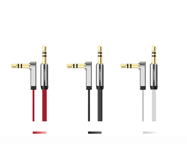 Fladkabel AUX lydkabel 3,5 mm mini-jack 2m sølv