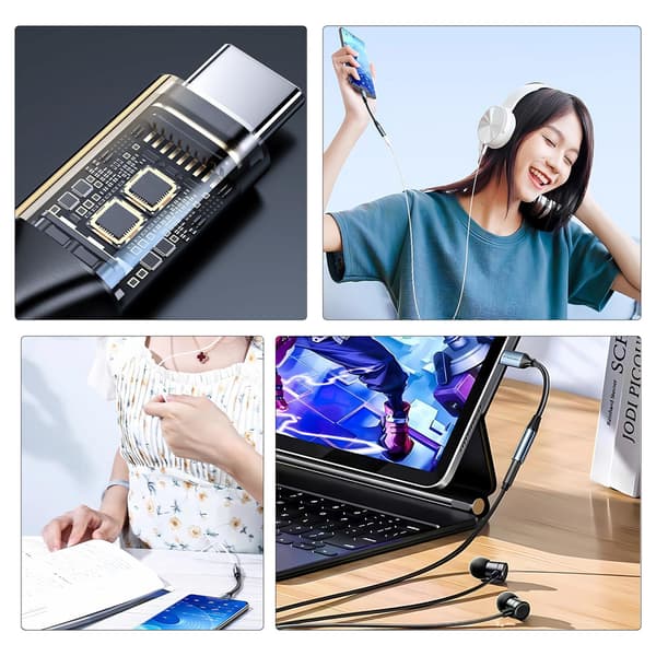 USB-C - 3,5 mm minijakkisovitin - musta