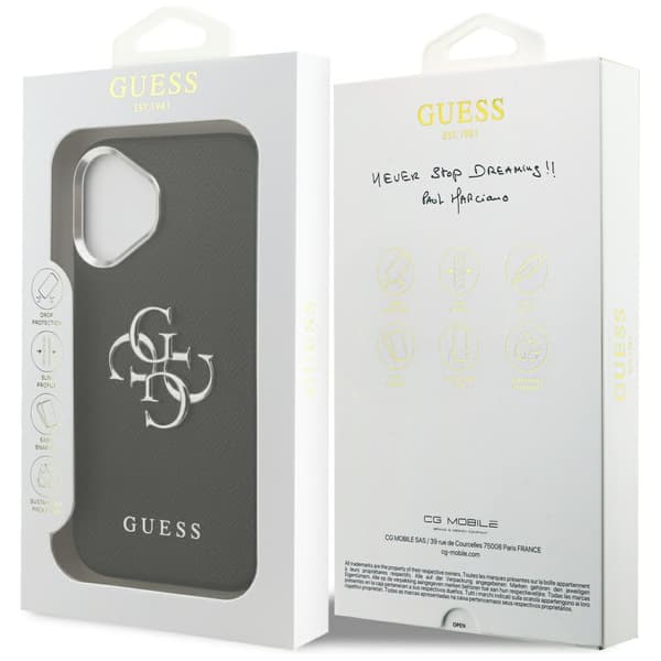 Guess Grained Big 4G Classic Logo cover til iPhone 17, sort