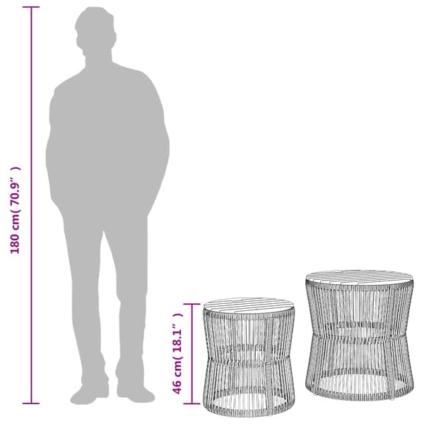vidaXL haveborde, sæt med 2, træbordplader, grå, polyrattan