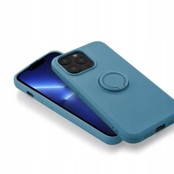 Skal till IPHONE 13 PRO Silikonring Blå Baksida + Glas