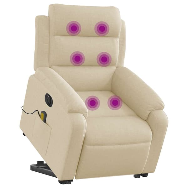 vidaXL Lyftbar massagefåtölj, elektrisk, vilstol, krämfärgad