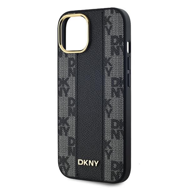 DKNY MagSafe-cover med ternet monogrammønster til iPhone 15 Plus, sort