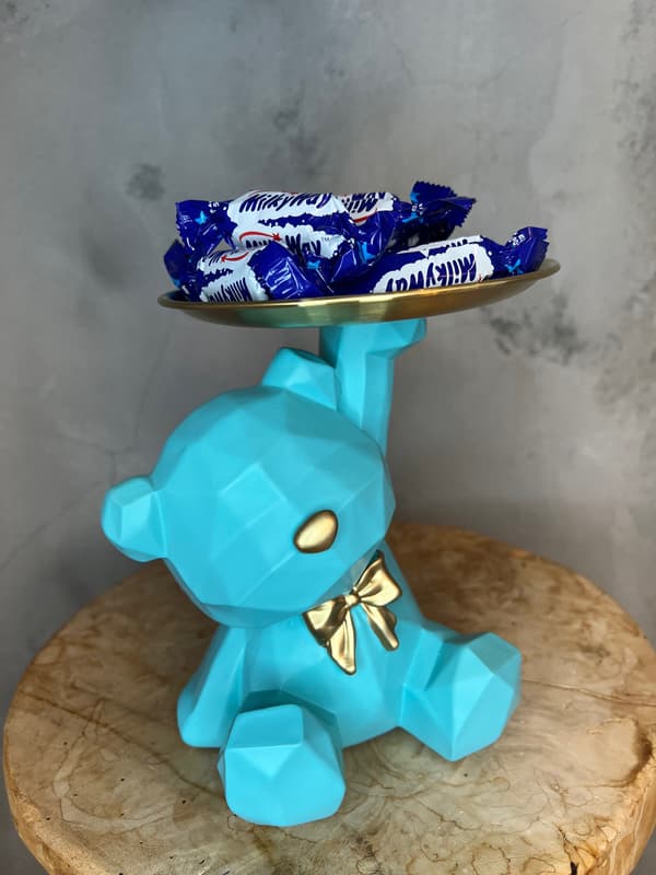Bamse med turkis bakke