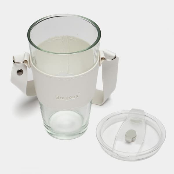 Glaskaffekrus med sugerør og lukning 450 ml COP09B