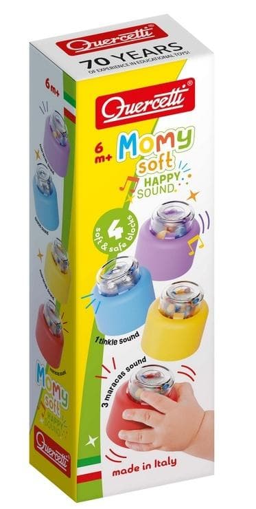 Momy Soft-klodser med rangle, 4 stk.