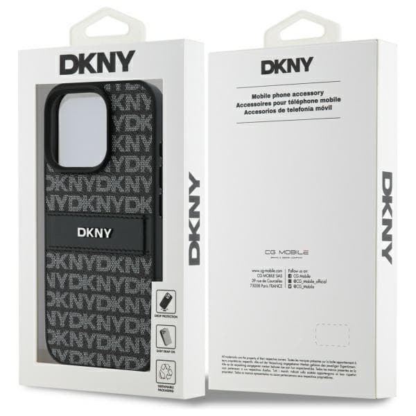 DKNY Texture Pattern Tonal Stripe -suojakuori iPhone 16 Pro Maxille, musta
